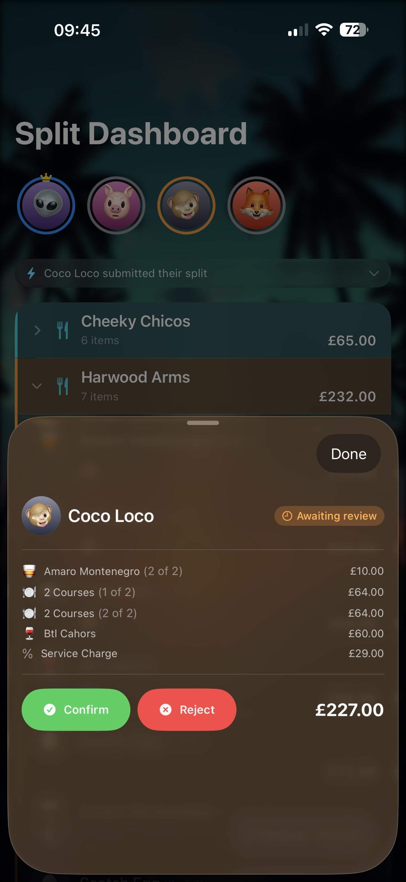 Item assignment screen