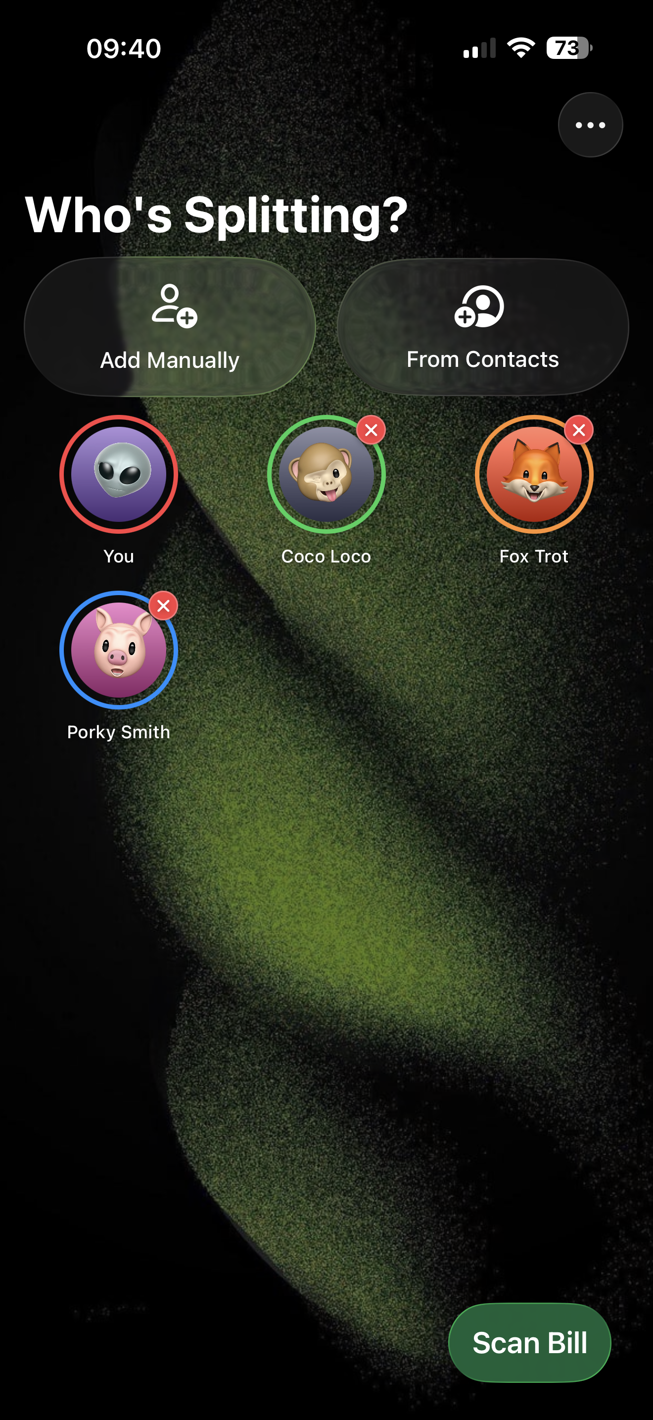 Add participants screen